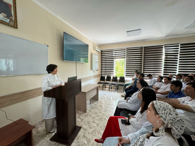 Lectures and Practical Training in Otorhinolaryngology Conducted by Zhannat Orazmukhametovna Zhakiyanova, Head of the Department of Neurology, Ophthalmology, and ENT Medicine at Semey Medical University.